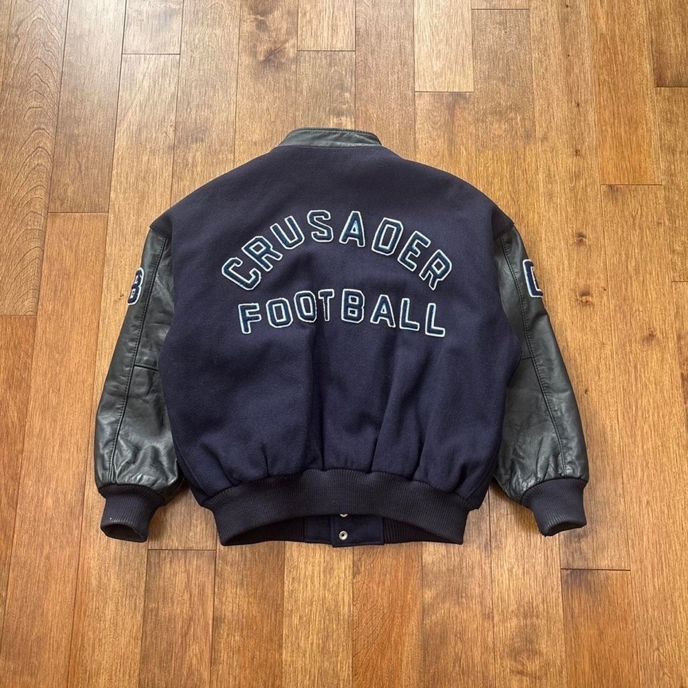 Men’s Vintage 2002 leather varsity football jacket - Picture 2 of 8